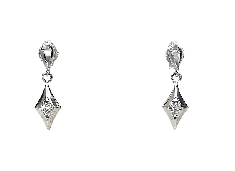 10K White Gold 0.06cttw Diamond Dangle Earrings
