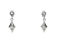 10K White Gold 0.06cttw Diamond Dangle Earrings
