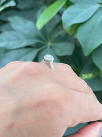 14K White Gold 0.77cttw Diamond Halo Engagement Ring,  6