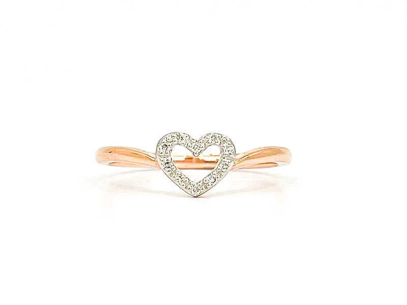 10K Rose Gold 0.05cttw Diamond Heart Ring, Size 6.5 - 4.5