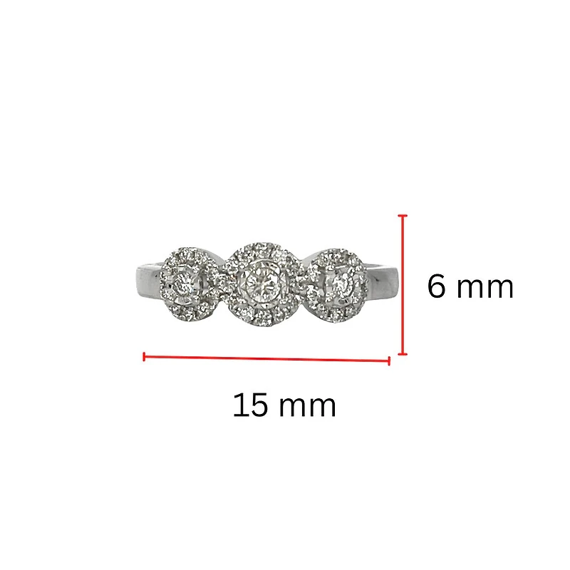 10K White Gold 0.25cttw Round Brilliant Cut 3 Stone Halo Diamond Ring - / 4.5