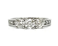 10K White Gold 1.00cttw Diamond Past Present Future Ring - 4.5 /
