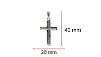 925 Sterling Silver High Polish Dash Design Cross Pendant - 40mm x 20mm