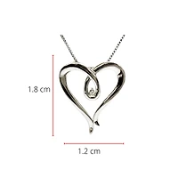 Sterling Silver 0.044cttw Diamond Heart Necklace, 18"