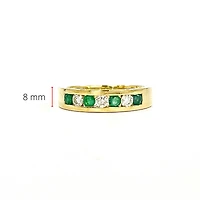 10K Yellow Gold 0.25cttw Genuine Emerald & 0.18cttw Diamond Channel Set Ring / Band - 5