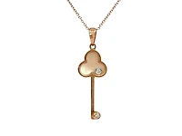 10K Rose Gold Mother of Pearl and 0.02cttw Diamond Pendant, 18"