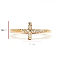 14K Rose Gold Cross 0.17cttw Diamond Ring, size 6.5