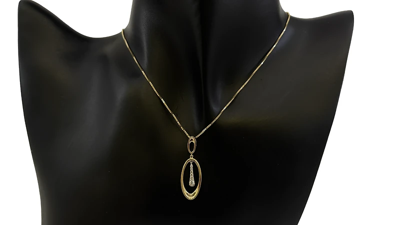 10K Yellow Gold 0.10cttw Diamond Necklace, 18"
