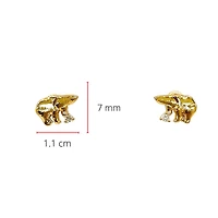 14K Yellow Gold 0.06cttw Diamond Ice Bear Earrings with Butterfly Backs - 11mm x 7mm