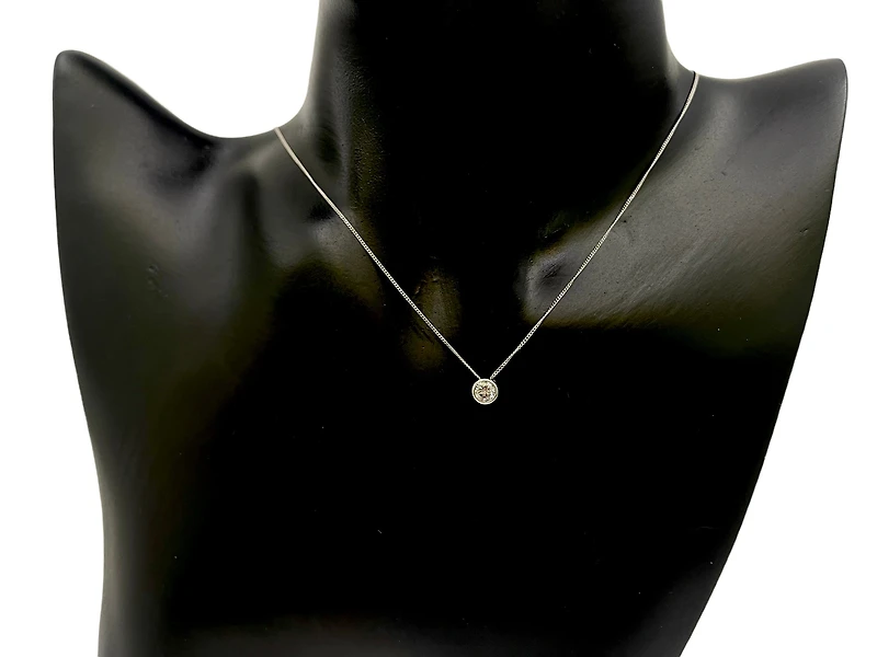 10K White Gold 0.20cttw Bezel Set Diamond Pendant, 18"