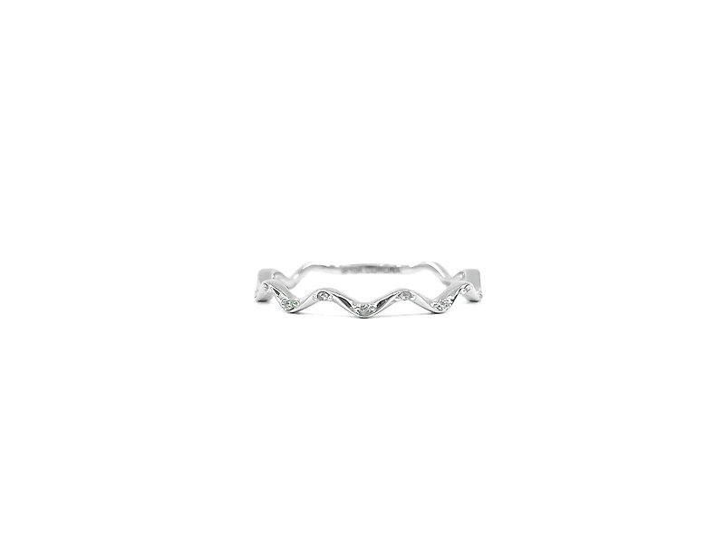 10K White Gold 0.06cttw Diamond Ring, size 6.5