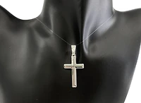 925 Sterling Silver 34mm x 20mm Hollow Pyramid Style Cross Charm