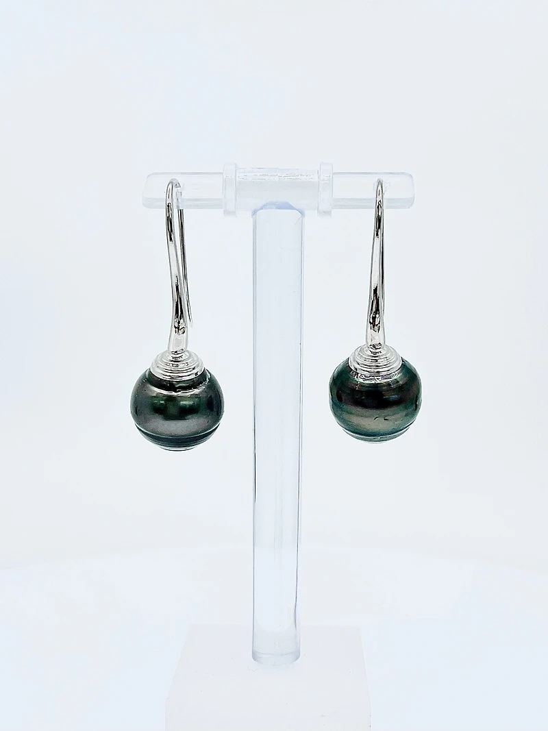 Silver Genuine Tahitian Pearl Earring