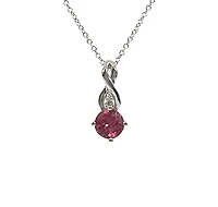 10K White Gold 0.45cttw Pink Tourmaline and 0.01cttw Diamond Pendant, 18"