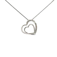10K White Gold 0.05cttw  Diamond  Heart Pendant, 18"