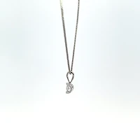 10K White Gold 0.04 cttw Diamond Solitaire Mezza Luna Pendant, 18"