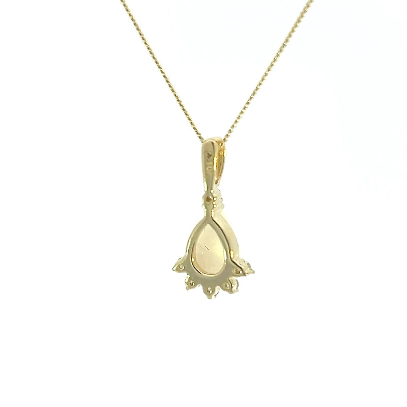 10K Yellow Gold Opal and Diamond Pendant