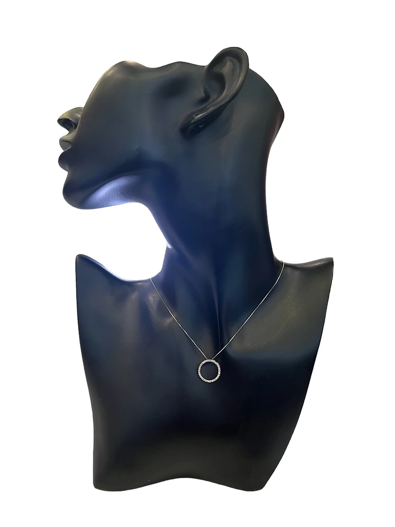 10K White Gold 0.05cttw Diamond Eternity Pendant - 18"