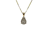 10K Two Tone Yellow and White Gold 0.222cttw Diamond Cluster Pear Shaped Necklace - 18 Inches