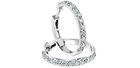 14K White Gold 1.50cttw Lab Grown Diamond Hoop Earrings - 24mm