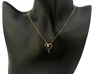10K Yellow Gold 0.015cttw Diamond Heart Pendant, 18"