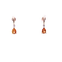 10K Yellow Gold Genuine Citrine & 0.025cttw Diamond Earrings