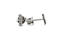 10K White Gold 0.072cttw Diamond Bar Earring - 6.5mm