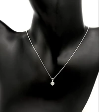 18K Palladium & White Gold 0.20cttw Diamond Solitaire Mezza Luna Pendant, 18"