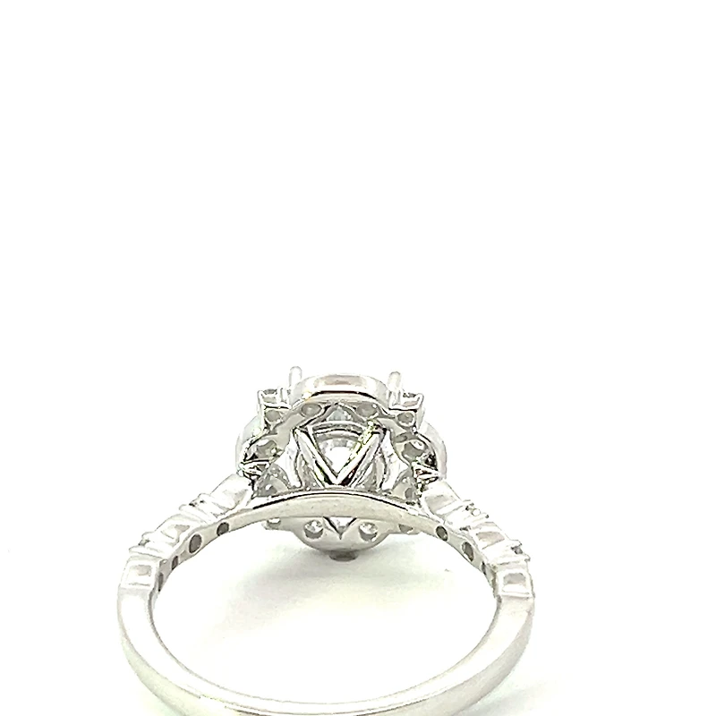 14K Round Brilliant Cut Halo Diamond Ring