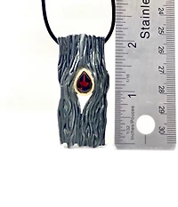 Silver and 18K Yellow Gold Plated Garnet Pendant, 18"