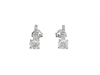 925 Sterling Silver 5.5mm Cubic Zirconia Earrings - 14.5mm x 5.5mm