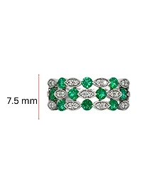 14K White Gold 0.53cttw Emeralds and 0.20cttw Diamond Ring - Size 7