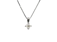 14K White Gold 0.13cttw Princess Cut Canadian Diamond Solitaire Pendant, 18"