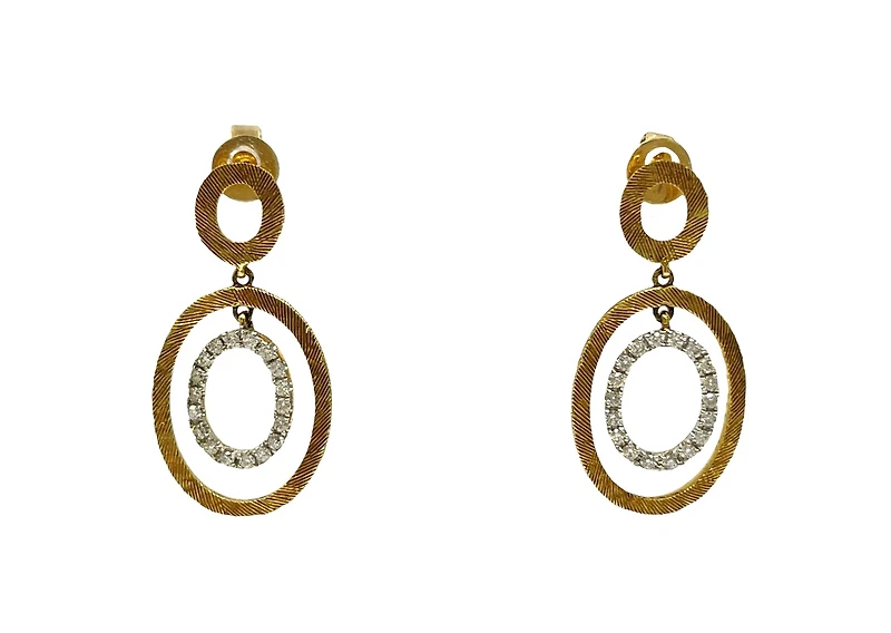14K 2 Tone 0.25cttw Diamond Earrings
