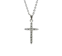 14K White Gold 0.58cttw Diamond Cross Pendant, 18"