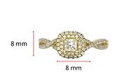 10K Yellow Gold 0.50cttw Diamond Halo Engagement Ring, size 6.5 - 4.5