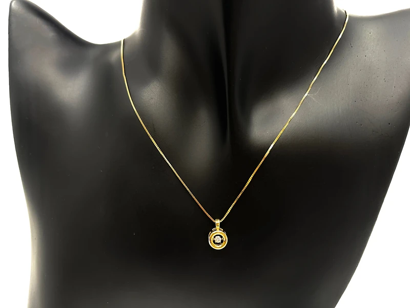 10K Yellow Gold 0.05cttw Diamond Pendant, 18"