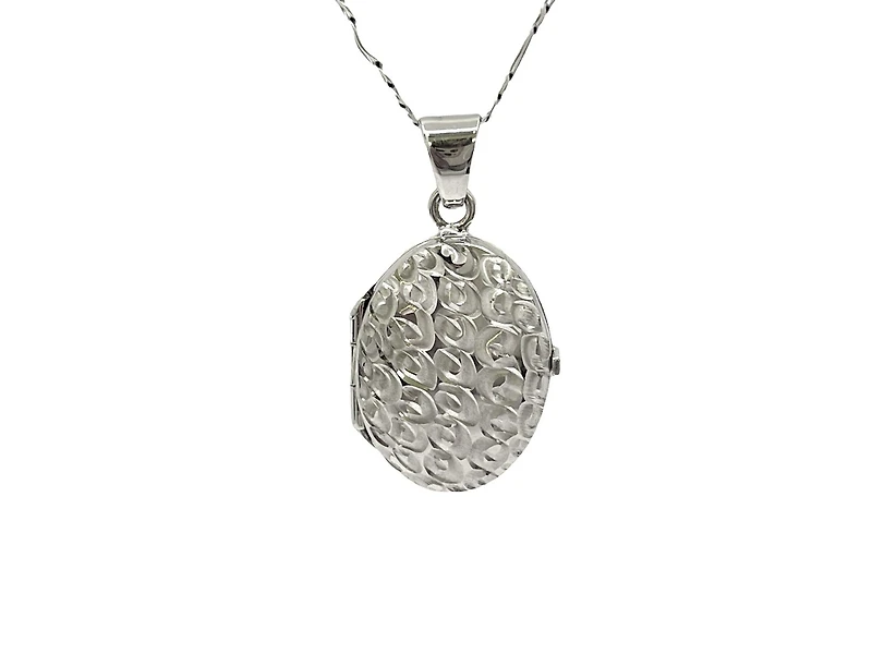 10K White Gold Locket, 18"