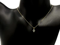 10K Yellow Gold 0.22cttw Aquamarine and 0.03cttw Diamond Pendant, 18"