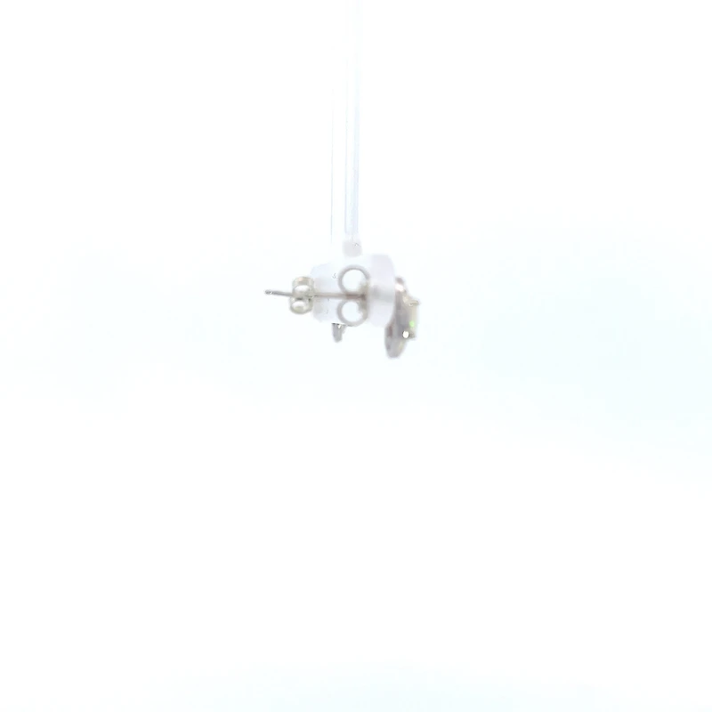 925 Sterling Silver Opal & Diamond Stud Earrings