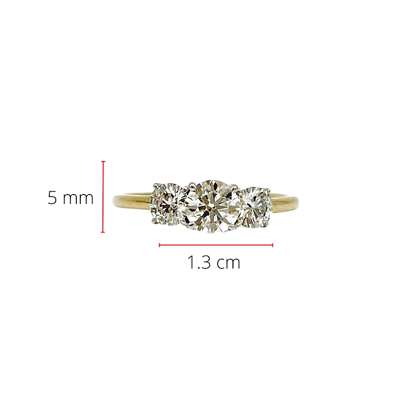 14K Gold 1.00cttw Lab Grown Diamond 3 Stone Engagement Ring - carat / 4.5