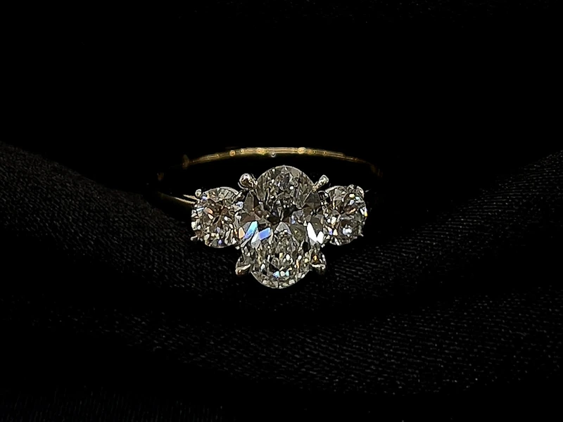 14K Gold 1.55cttw Lab Grown Diamond 3 Stone Ring - /