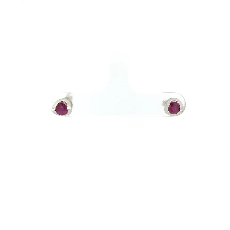 10K White Gold Genuine Ruby  Earrings