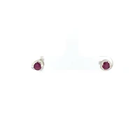 10K White Gold Genuine Ruby  Earrings