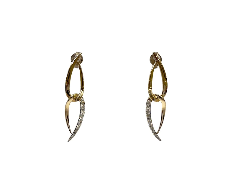 10K Yellow Gold Diamond Dangle Earrings 0.25cttw
