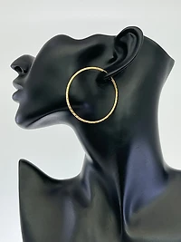 10K Yellow Gold 50mm Sleeper/Keeper/Hoop Earrings