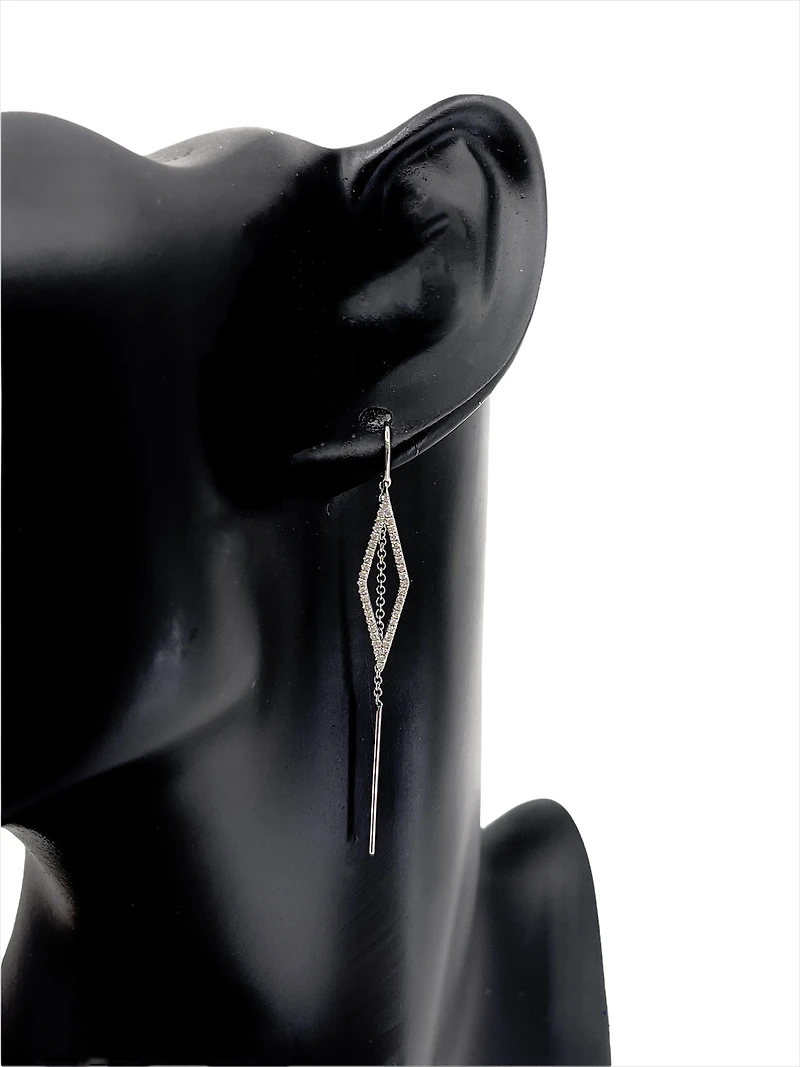14K White Gold Diamond Dangle Earring 0.26cttw