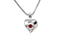 925 Sterling Silver 0.10cttw Ruby 9mm x 11mm Heart Shape Necklace  - 18 Inches