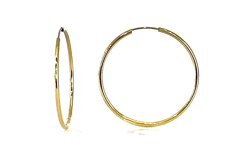 10K Yellow Gold 42mm Sleeper/Keeper/Hoop Earrings