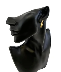 10K Two Tone Gold 28mm Earrings
